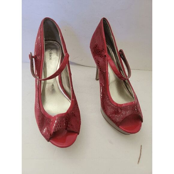 Style&Co. Women's Rouge Red Bubble Snake Platform Pumps Heels Size 8M - Picture 1 of 6